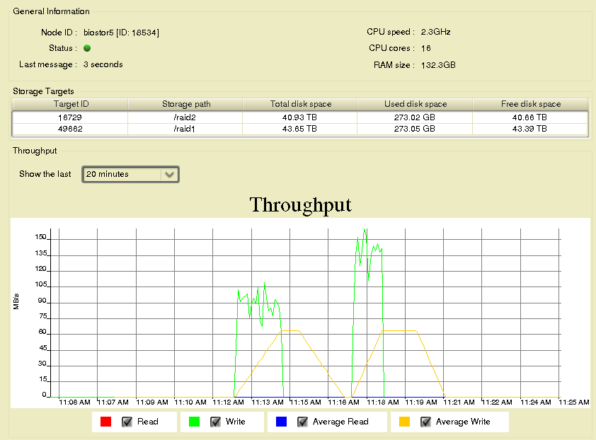 Write Profile on 1 FhGFS2 server during Small Write.