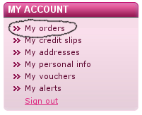 My Account: Orders pane